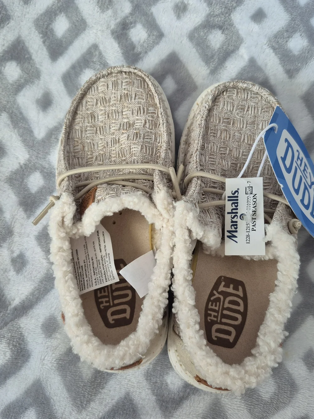 Hey Dude Kids Tan Woven Slip-On Shoes with Plush Lining